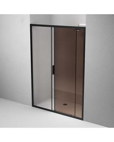 Душевая дверь AM.PM Gem 140 W90G-140-1-195BBr профиль Черный матовый стекло бронзовое-прозрачное