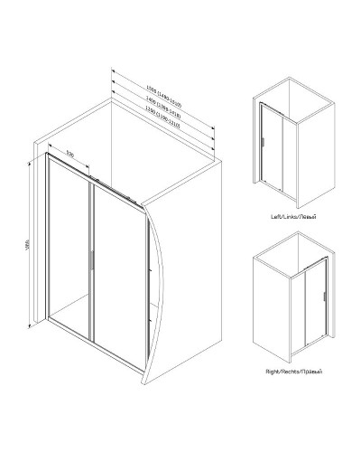Душевая дверь AM.PM Gem 140 W90G-140-1-195MT профиль Хром матовый стекло прозрачное