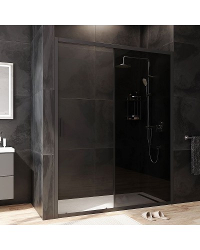 Душевая дверь AM.PM Gem 150 W90G-150-1-195BG профиль Черный матовый стекло тонированное-прозрачное