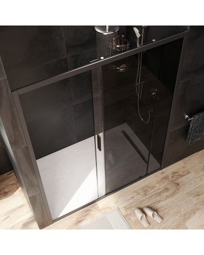 Душевая дверь AM.PM Gem 150 W90G-150-1-195BG профиль Черный матовый стекло тонированное-прозрачное