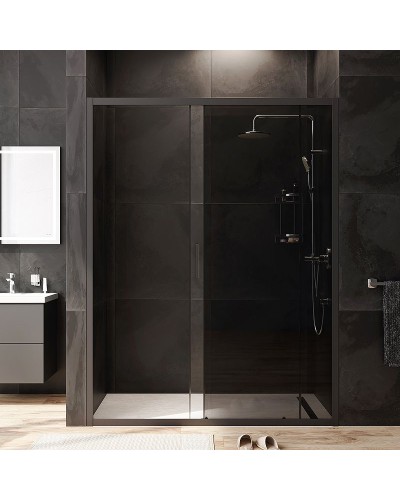 Душевая дверь AM.PM Gem 150 W90G-150-1-195BG профиль Черный матовый стекло тонированное-прозрачное