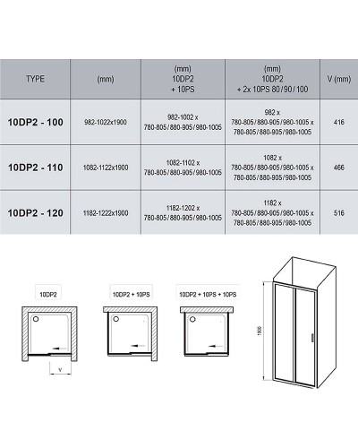 Душевая дверь Ravak 10° 10DP2 110 0ZVD0100Z1 профиль Белый стекло Transparent