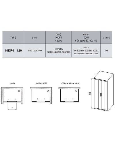 Душевая дверь Ravak 10° 10DP4 120 0ZKG0100Z1 профиль Белый стекло Transparent