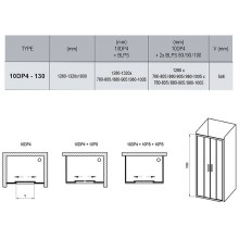 Душевая дверь Ravak 10° 10DP4 130 0ZKJ0C00Z1 профиль Хром стекло Transparent