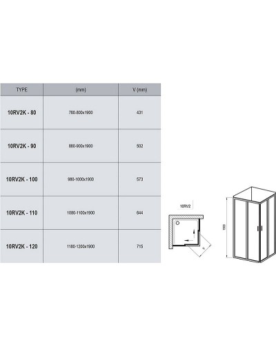 Душевая дверь Ravak 10° 10RV2K-100 1ZJA0U00Z1 профиль Сатин стекло Transparent