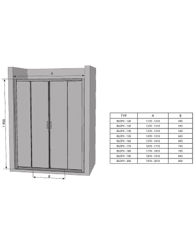 Душевая дверь Ravak Blix BLDP4 140 0YVM0100ZG профиль Белый стекло Grape