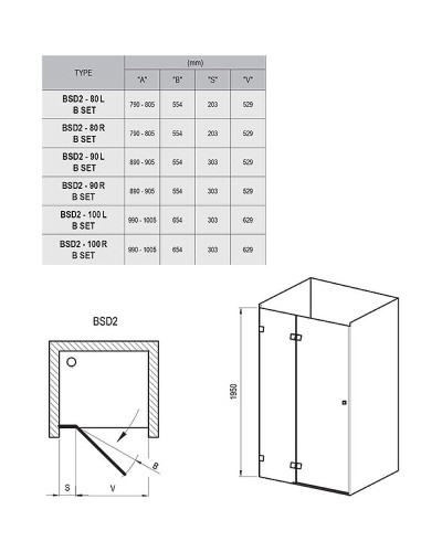 Душевая дверь Ravak Brilliant BSD2-90 A L 0UL7AA00Z1 профиль Хром стекло Transparent