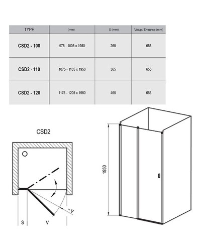 Душевая дверь Ravak Chrome CSD2-100 0QVACC00Z1 профиль Хром стекло Transparent