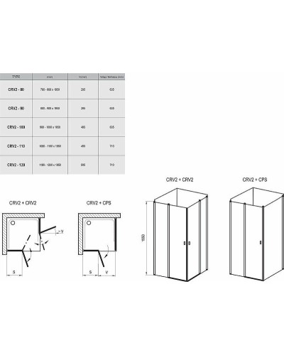 Душевая дверь Ravak Chrome CRV2-80 1QV40C00Z1 профиль Хром стекло Transparent