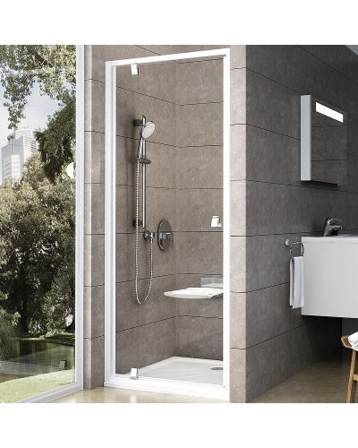 Душевая дверь Ravak Pivot PDOP1-80 03G40100Z1 профиль Белый ручка Хром стекло Transparent