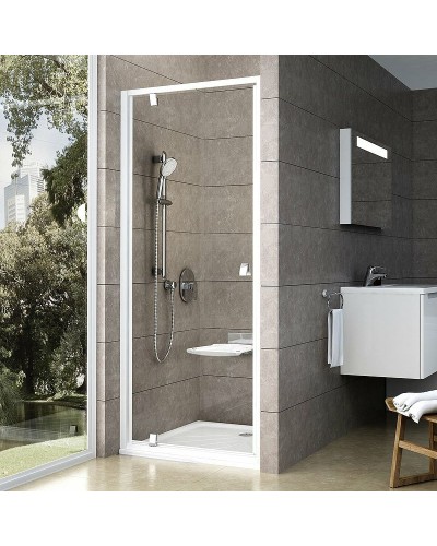 Душевая дверь Ravak Pivot PDOP1-80 03G40100Z1 профиль Белый ручка Хром стекло Transparent