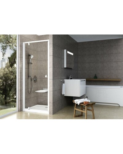 Душевая дверь Ravak Pivot PDOP1-80 03G40100Z1 профиль Белый ручка Хром стекло Transparent