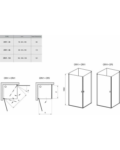 Душевая дверь Ravak Chrome CRV1-90 1QV70C01Z1 профиль Хром стекло Transparent