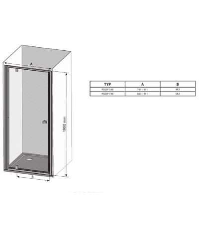 Душевая дверь Ravak Pivot PDOP1-90 03G70C00Z1 профиль Хром ручка Хром стекло Transparent