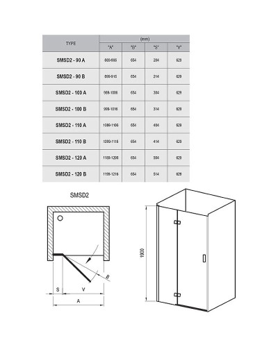 Душевая дверь Ravak Smartline SMSD2-110 A R 0SPDAA00Z1 профиль Хром стекло Transparent