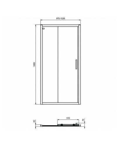 Душевая дверь Ideal Standard Connect 2 100 K9273V3 профиль Черный стекло прозрачное