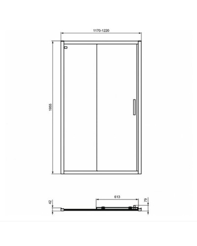 Душевая дверь Ideal Standard Connect 2 120 K9277V3 профиль Черный стекло прозрачное