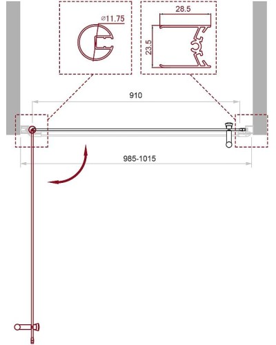 Душевая дверь BelBagno Uno 100 UNO-B-1-100-P-Cr профиль Хром стекло рифленое