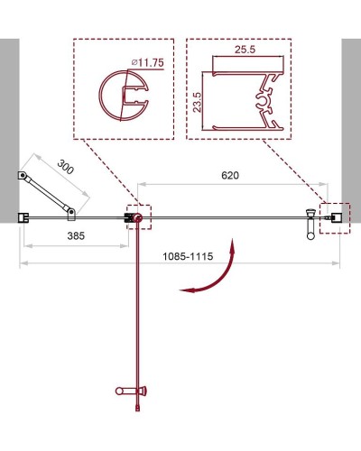 Душевая дверь BelBagno Uno 110 UNO-B-12-40+70-C-Cr профиль Хром стекло прозрачное