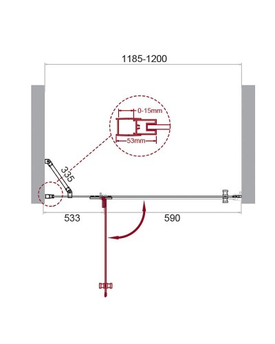 Душевая дверь BelBagno Kraft 120 KRAFT-B-12-60/60-C-Cr-L профиль Хром стекло прозрачное