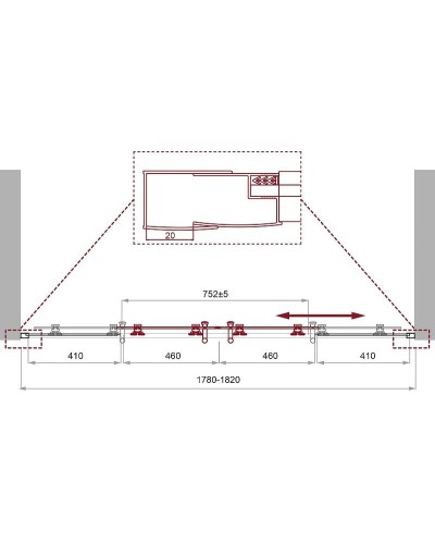 Душевая дверь BelBagno Uno 180 UNO-195-BF-2-180-P-Cr профиль Хром стекло рифленое