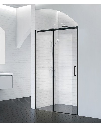 Душевая дверь BelBagno Acqua 130 ACQUA-BF-1-130-C-NERO профиль Черный стекло прозрачное