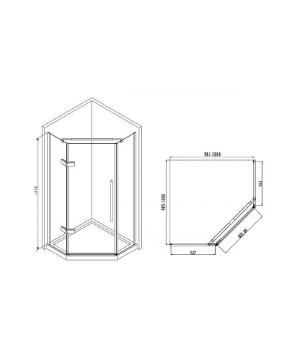Душевой уголок Abber Ewiges Wasser 100х100 AG05100 профиль Хром стекло прозрачное