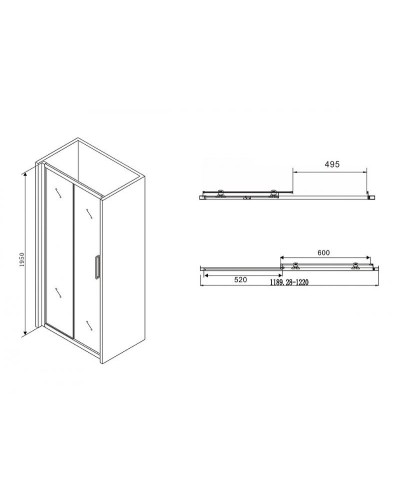 Душевая дверь Abber Schwarzer Diamant 120 AG30120BH профиль Черный стекло прозрачное
