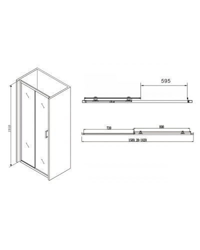 Душевая дверь Abber Schwarzer Diamant 160 AG30160B профиль Черный стекло прозрачное