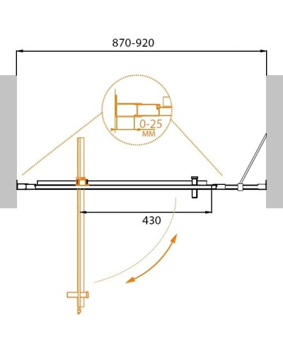 Душевая дверь в нишу CEZARES MOLVENO-BA-11-70+20-P-Cr