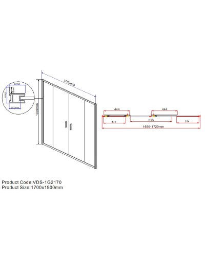 Душевая дверь Vincea Garda 170 VDS-1G2170CH профиль Хром стекло шиншилла