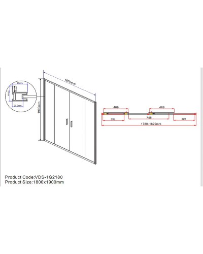 Душевая дверь Vincea Garda 180 VDS-1G2180CH профиль Хром стекло шиншилла