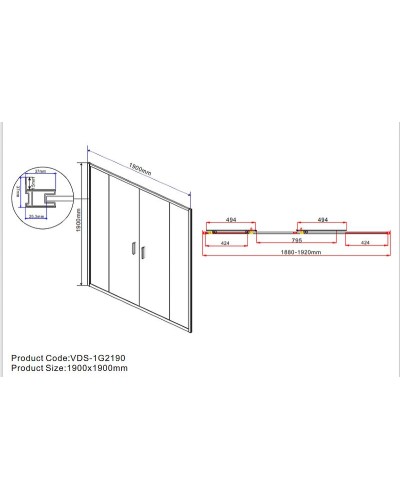 Душевая дверь Vincea Garda 190 VDS-1G2190CH профиль Хром стекло шиншилла
