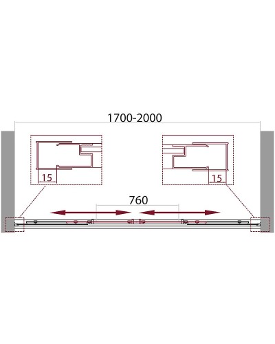 Душевая дверь BelBagno Unique 200 UNIQUE-BF-2-170/200-P-Cr профиль Хром стекло рифленое