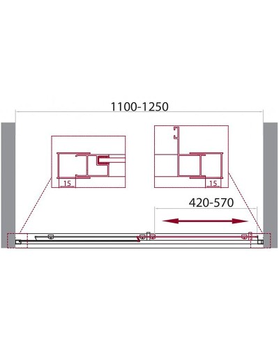 Душевая дверь BelBagno Unique 125 UNIQUE-BF-1-110/125-P-Cr профиль Хром стекло рифленое