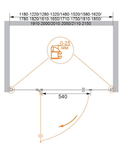 Душевая дверь Cezares Verona 160 L VERONA-W-B-13-40+60/60-P-Cr-L профиль Хром стекло рифленое