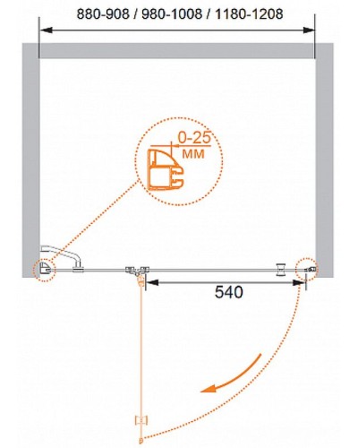 Душевая дверь Cezares Verona 120 L VERONA-W-B-12-120-P-Cr-L профиль Хром стекло рифленое