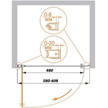 Душевая дверь Cezares Elena 60 L ELENA-W-B-1-60-P-Cr-L профиль Хром стекло рифленое