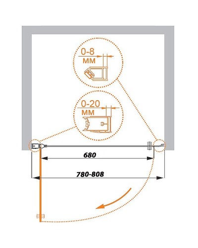 Душевая дверь Cezares Elena 80 L ELENA-W-B-1-80-P-Cr-L профиль Хром стекло рифленое