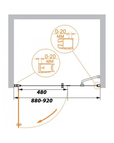 Душевая дверь Cezares Elena 90 L ELENA-W-B-11-30+60-P-Cr-L профиль Хром стекло рифленое