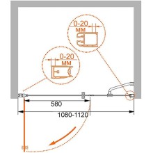 Душевая дверь Cezares Elena 110 L ELENA-W-B-11-40+70-P-Cr-L профиль Хром стекло рифленое