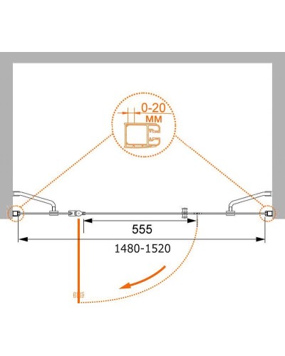 Душевая дверь Cezares Elena 150 L ELENA-W-B-13-30+60/60-P-Cr-L профиль Хром стекло рифленое