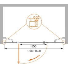 Душевая дверь Cezares Elena 160 L ELENA-W-B-13-40+60/60-P-Cr-L профиль Хром стекло рифленое