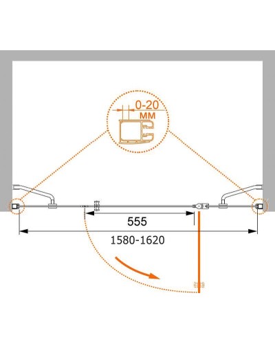 Душевая дверь Cezares Elena 160 ELENA-W-B-13-60+60/40-C-Cr профиль Хром стекло прозрачное