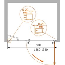 Душевая дверь Cezares Elena 130 R ELENA-W-B-11-60+70-P-Cr-R профиль Хром стекло рифленое