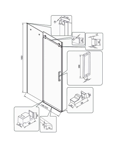 Душевая дверь Veconi Vianno VN-74 120 VN74-120-01-C4 профиль Хром стекло прозрачное