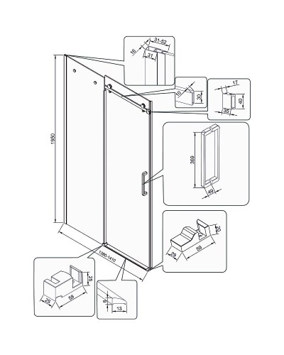 Душевая дверь Veconi Vianno VN-74 140 VN74-140-01-C4 профиль Хром стекло прозрачное
