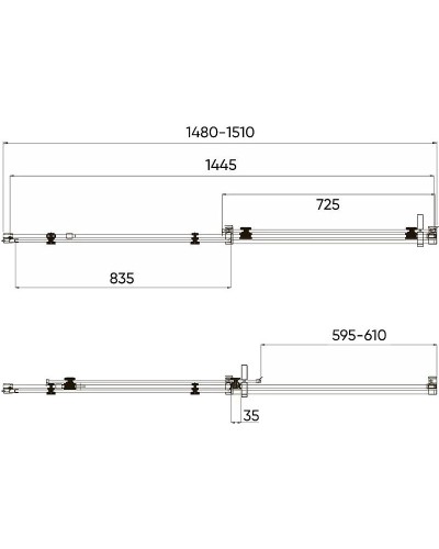 Душевая дверь Veconi Vianno VN-74B 150 VN74B-150-01-C4 профиль Черный матовый стекло прозрачное