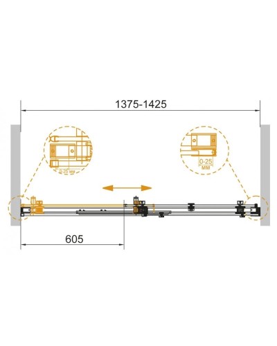 Душевая дверь 140 см Cezares STYLUS-SOFT-BF-1-140-C-Cr прозрачное