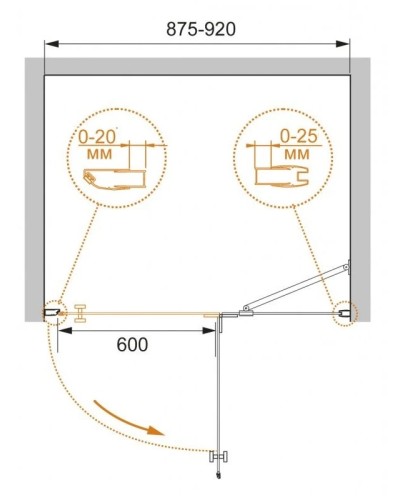 Душевая дверь 90 см Cezares CRYSTAL-S-B-12-90-C-Cr-R прозрачное